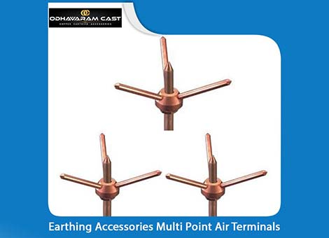earthing accessories multi point air terminals   copper earthing accessories