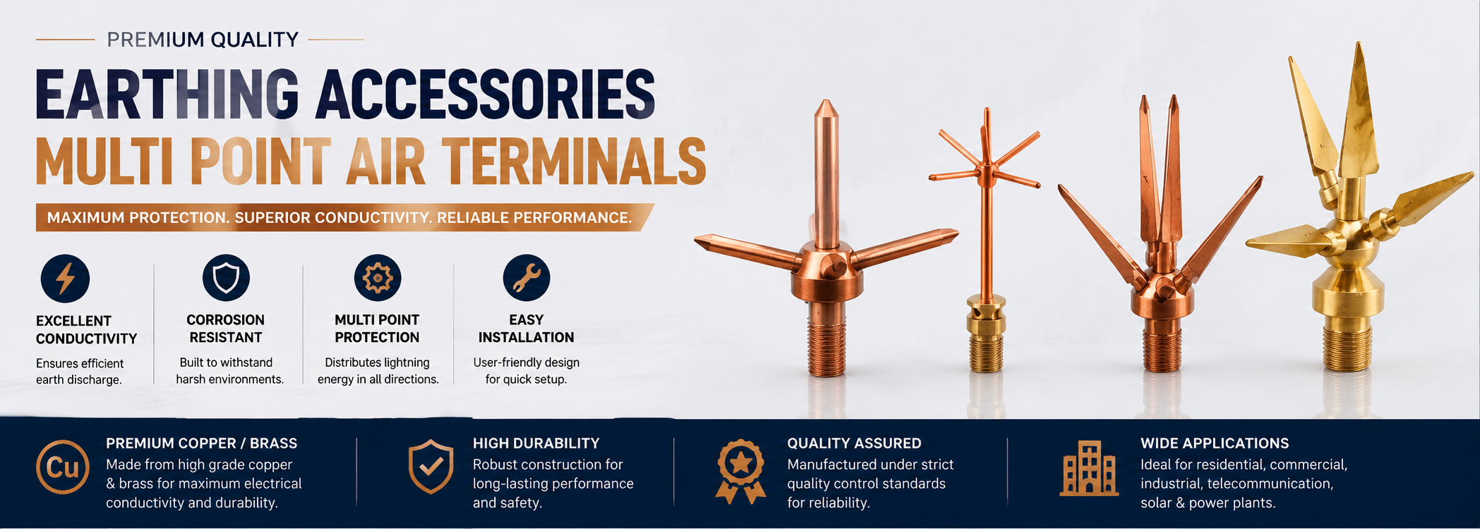 multi point air terminals   copper earthing accessories