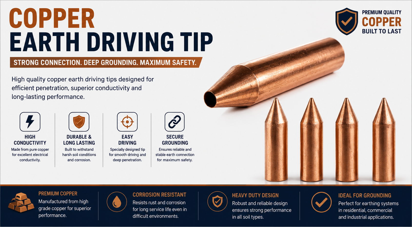 Copper Earth Driving Tip