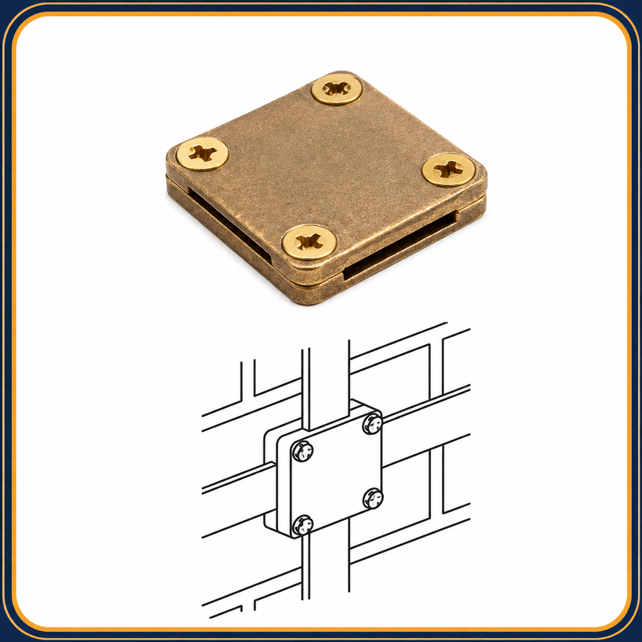 Brass Square Tape Clamp